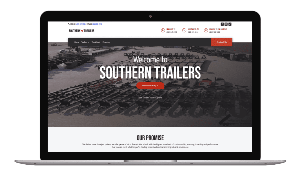 southern trailers laptop mockup